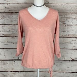 New York & Co Pink 3/4 Sleeve Sweater Top S